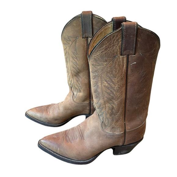 Justin Western Cowboy Boots‎ Brown Leather 7.5 C USA main image 3